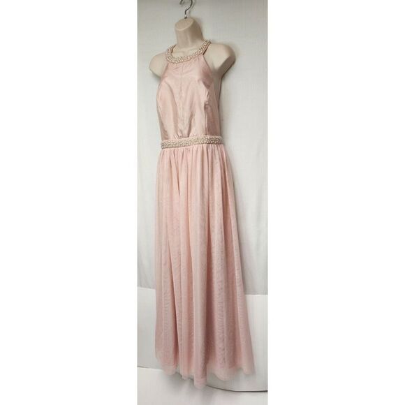 Speechless Juniors' Imitation-Pearl Halter Gown Size 15 Color Pink - Picture 5 of 9